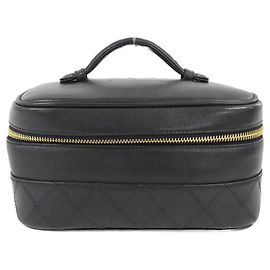 Borsa Chanel 01618 Nera in Pelle di Agnello con Finiture Oro