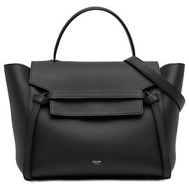 Céline Borsa cintura Celine Black Mini in pelle di vitello granulata