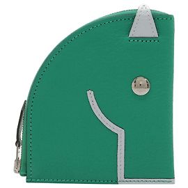 Monedero Paddock en piel de cabra verde Hermès