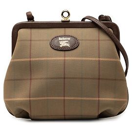 Burberry Borsa a tracolla Kiss Lock in tela Vintage Check marrone