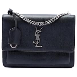 Borsa a tracolla Monogram Sunset in pelle di vitello a grana media nera Saint Laurent