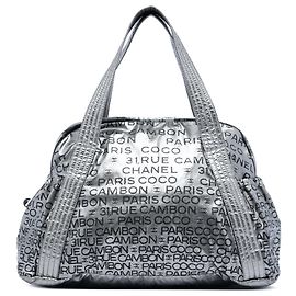 Chanel Silver Metallic Coated Canvas Unlimited Ligne Tote
