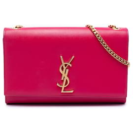 Saint Laurent Borsa a tracolla Kate Monogram in pelle a grana media rosa