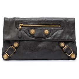 Clutch a bustina Balenciaga Motocross Giant 21 in agnello marrone