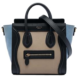 Borsa Tote Celine Nano Tricolor in pelle beige - Céline