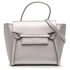 Céline Borsa Belt Celine in pelle di vitello laminata argento Nano