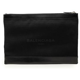 Clutch in tela nera Balenciaga Navy Clip L
