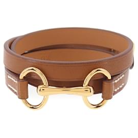 Bracelet Hermès Triple Tour en cuir marron