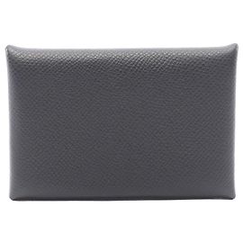 Hermès Cartera Hermes Calvi - Monedero en cuero Epsom negro
