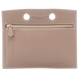 Hermès Pochette borsa con taschino posteriore Hermes HERMES in Etoupe Gray