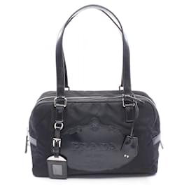 Borsa a tracolla in nylon nero e pelle Prada
