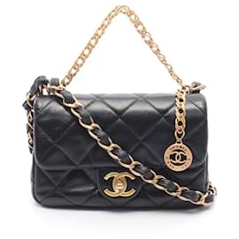 Borsa a tracolla Chanel Matelassé in pelle nera Small Flap