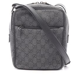 Gucci GG Pattern Denim Leder Schultertasche