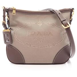 Borsa a tracolla in jacquard con logo Prada