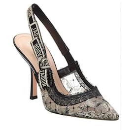 Décolleté J'Adior Slingback Dior in pizzo nero