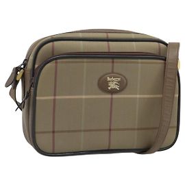 Bolsa de Ombro Burberrys Nova Check em Lona Bege com Tons Dourados Auth ep15344