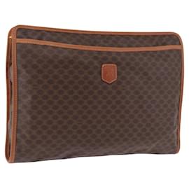 Céline Clutch CELINE Macadam in PVC e pelle marrone con finiture dorate Auth 192724A