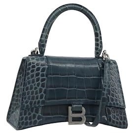 BALENCIAGA Borsa Hour in pelle 2way Navy Silver 593546 Auth 192706M