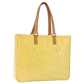 LOUIS VUITTON Monogram Vernis Columbus Tote Bag Lime Yellow M91047 Auth 192809
