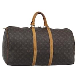 LOUIS VUITTON Monogram Keepall 55 Boston Bag M41424 LV Auth 190609
