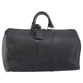 LOUIS VUITTON Epi Keepall 50 Boston Bag Black M42962 LV Auth 186562