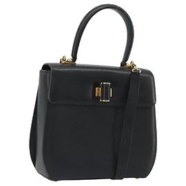 Borsa Salvatore Ferragamo Gancini in pelle 2way nera con dettagli dorati Autentica 192915