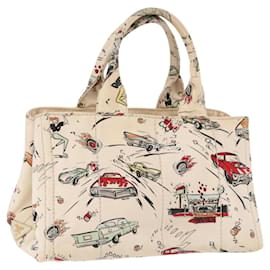 Borsa PRADA Canapa M in tela Ivory Gold Auth 192036A