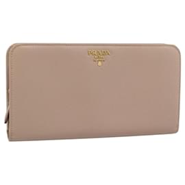 Carteira longa PRADA em couro Saffiano Rosa Tom de Ouro Auth 192748M - Prada