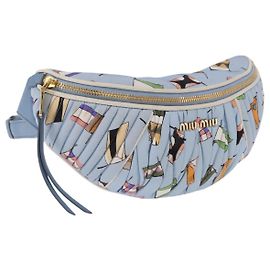 Borsa a tracolla Miu Miu Matelasse in tela azzurro chiaro oro Auth 192044V