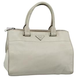 Borsa PRADA in pelle Avorio Argento Auth 192790