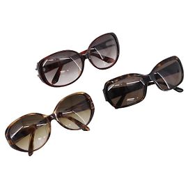 Bulgari Occhiali da sole BVLGARI Plastica 3 Set Marrone Oro Argento Auth SW2623