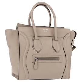 Borsa CELINE Luggage Micro Shopper in pelle Beige Auth 191824V - Céline