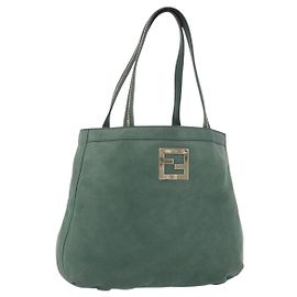 Borsa FENDI in pelle verde e oro Auth ka5255