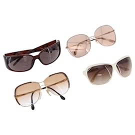 Gafas de Sol Miu Miu Balenciaga YSL D&G Plástico Metal 4 Set Marrón Oro Auth SW2630