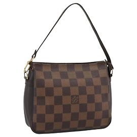LOUIS VUITTON Damier Ebene Trousse Make Up Pouch N51982 LV Auth 192911