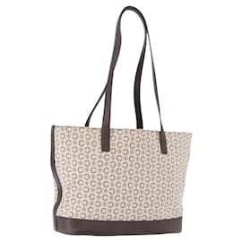 Céline Borsa Tote CELINE C Macadam in tela Avorio Marrone Autentica 192715