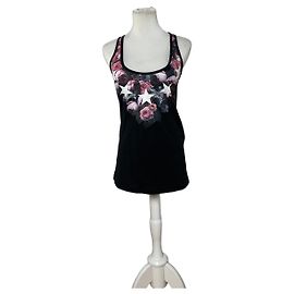 Vintage Givenchy Baumwoll-Tanktop mit Blumen- und Sternprint Schwarz XS