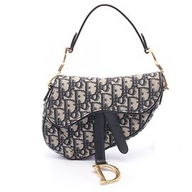 Borsa Saddle Christian Dior in blu navy e beige