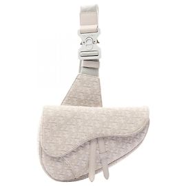 Borsa Saddle Christian Dior in tela bianca