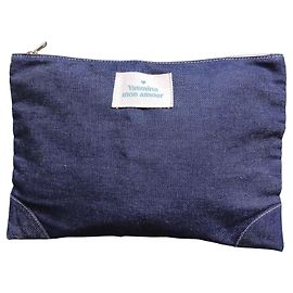 Autre Marque Yasmina mon amour Dark Blue Denim Clutch Bag