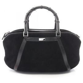 Bolso Gucci Bamboo negro de ante y cuero