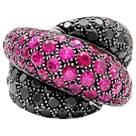Damiani "Gomitolo" Ring, schwarze Diamanten und Rubine.