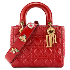 DIOR - Borsa a tracolla Lady Dior Small in pelle stropicciata rossa
