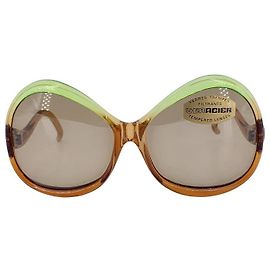 Autre Marque Vintage 1970s French Oversize Butterfly Sonnenbrille Grün und Honig
