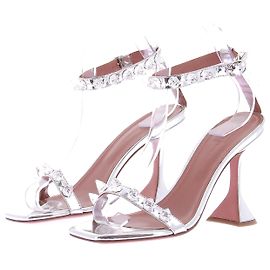 Sandalias Amina Muaddi en piel plateada Talla 37