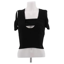 Top in viscosa nero Courreges