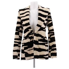 Blazer Nina Ricci com estampa de zebra preto de algodão