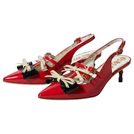 Gucci Sapatos Slingback Couro Envernizado Vermelho 37