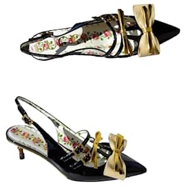 Gucci Slingback Pumps Lackleder Schwarz Größe 37