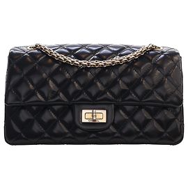 Chanel Black Quilted Glazed Calfskin Reissue 2.55 Accordion Flap 225